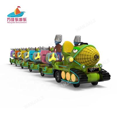 China Electric Metal Amusement Battery Funfair Shooting Game Kiddie Kids Rides On Trackless Zombie Train for sale