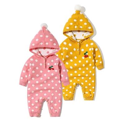 China Cozy School Uniforms Winter Knitted Cotton Long Sleeve Polka Dot Hood Kids Clothing Sets New Born Baby Clothes Rompers for sale