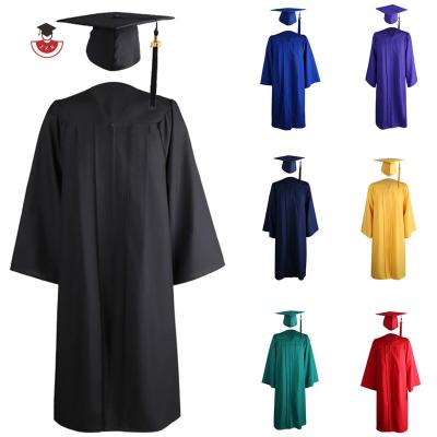 China Comfortable School Uniforms Wholesale Matte Long Sleeve College and University Graduation Dress and Hat with Tassel with 2022 for sale