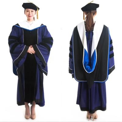 China Comfortable School Uniforms Wholesale Customized High Quality Matte Doctoral Graduation Gown PHD College Graduation Gown for sale