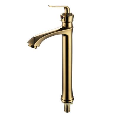 China Gold Thermostatic Single Handle Faucets Single Hole Zinc Body Deck Mounted Chrome Plated Bathroom Sink Basin Faucet for sale