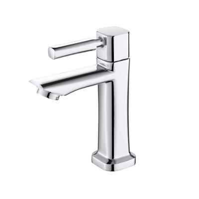 China Thermostatic Faucets Factory Supplier Deck Mounted Zinc Single Body Cold Water Square Handle Basin Faucet for sale