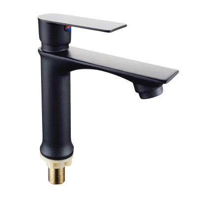 China Thermostatic Faucets Black Cold Water Basin Faucet Zinc Handle Single Body Basin Faucets For Bathroom for sale