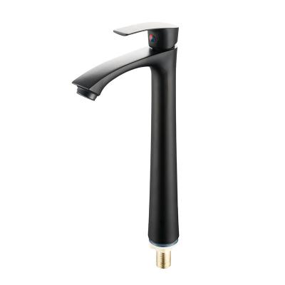 China Thermostatic Faucets Black Cold Water Basin Faucets Deck Mounted Faucet Chrome Polished Tall Body Bathroom Faucet for sale