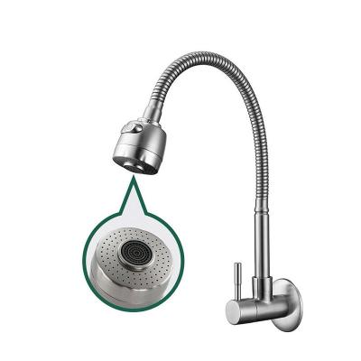 China Wall Mounted Faucets Cold Water Kitchen Sink Faucet 304 Stainless Steel Single Handle Pull Down Kitchen Faucet for sale