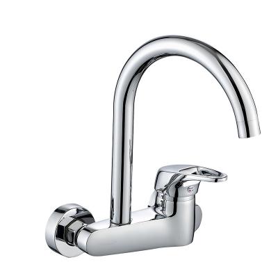 China New Arrival Faucets Chrome Mixer Water Tap Wall Mounted Brass Metered Hot Cold Single Handle Kitchen Single Faucet for sale