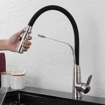 China Pull Out Spray Design Stainless Steel Hot Water New Pull Out Hose Kitchen Faucet Silicone Sink Faucet Cold Cold for sale