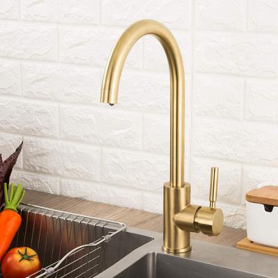 China Gold 304 Stainless Steel Kitchen Taps High Quality Metered Sink Faucet Hot And Cold Water Mixer Tap for sale