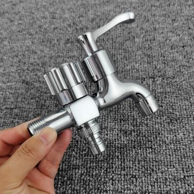 China Modern Brass Washing Machine Faucet Double Outlet Body Cold Water Dual Function Wall Mounted Bibcock for sale