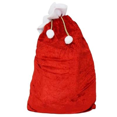 China Large 70*100CM Recyclable Christmas Velvet Santa Gift Drawstring Bags, Velvet Toy Santa Bag for sale