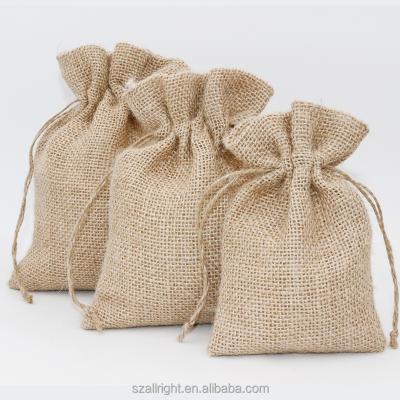 China Recyclable Promotional Drawstring Jute Bag , Hessian Bags Pouch for sale