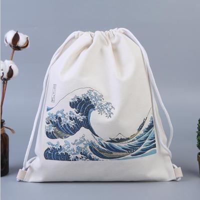 China 2021 Recyclable Wholesale Canvas Bag Fashion Drawstring Backpack Fashion School Bag Custom Logo Custom Drawstring Bags for sale