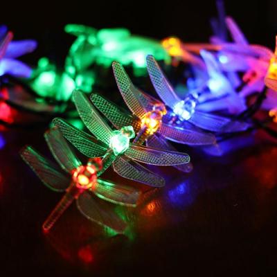 China Outdoor Waterproof Garden 20 LED Holiday Dragonfly Shaped Solar String Lights for sale