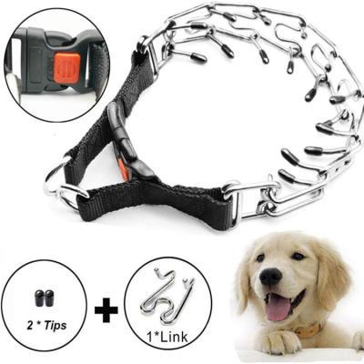 China Padded Adjustable Dog Crotch Pinch Training Collar Pinch Pet Obstruction Collar with Comfort Rubber Tips for sale