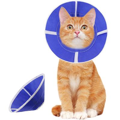 China Padded Nonwoven Soft Anti-bite Lick Convenient Comfortable Coiled Cat Cone Collar Adjustable Healing Safety Pet Recovery for sale