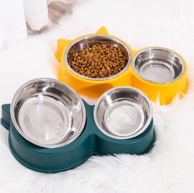 China Multicolor Multicolor High Quality Sustainable Small Tangled Custom Non Slip Double Rolls Pet Bowls With Stand for sale