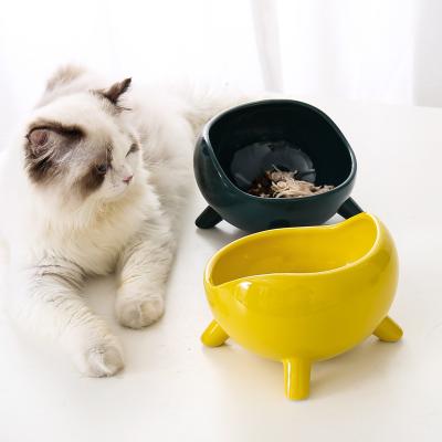 China High Protection Viable Cat Drinking Bowl Oblique Cervical Cat Water Bowl Ceramic Pet for sale