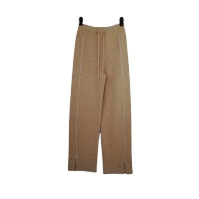 China Anti-pilling quality knitted pants women's double-sided weave popular fashion loose wool pants high waist women's pants for sale