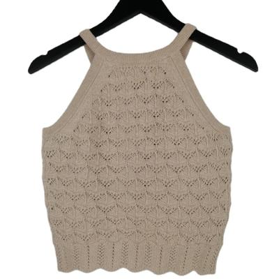 China 2022 QUICK DRY spring and autumn new women's camisole knitted sweater flower hollow vest slim fit ladies knitted sweater for sale