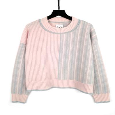 China Autumn Stripe Color Long Sleeve Winter Anti-wrinkle Round Neck Women Sweater High Quality Fashionable Sweater for sale