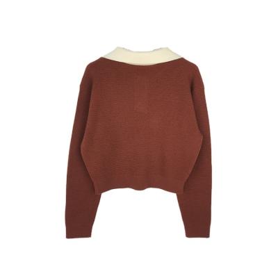 China Spring and Autumn Women's Style Anti-wrinkle Custom Semi-Open Lapel Sweater Pure Wool Women's Sweater Modern Pure Wool Women's Sweater for sale