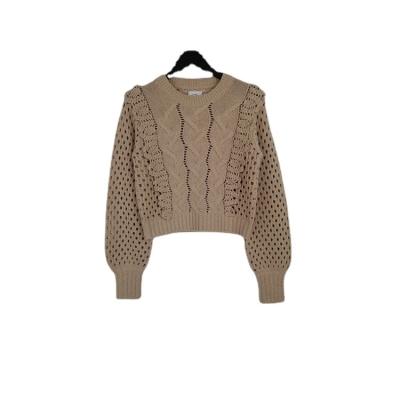 China Anti-wrinkle Mesh Knit Long Sleeve Woman Crewneck Sweater Women Knitted Autumn Sweater Shirts Women Sweater for sale