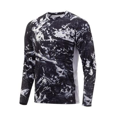 China Wholesale Men's Custom Logo UV Round Neck Long Sleeve Apparel Sublimation Tops Antibacterial UPF50+ Fishing Shirt Performance Long Sleeve Tie-Dye for sale