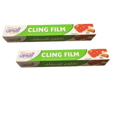 China Hot Sale 30cm 10mic 30m Food Wrap Film Moisture Proof Strong Tensile PE Cling Film Food Grade Stretch Film Roll for sale