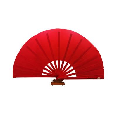 China Wushu/Gongfu/Kungfu/Taiji/Tai Chi/Red performance bamboo ribs cloth tai chi hand fan red hand fan with frame bamboo wushu traning handheld fan for sale