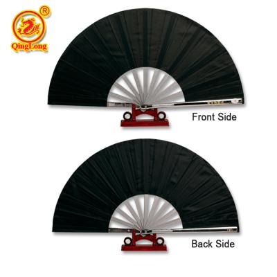 China Thick Slip Proof Handle Alloy Frame And Plastic Bilateral Black Plastic Bilateral Black Hand Fan Practice Cloth Rib Tone Opening Opening And Closing Smoothly for sale