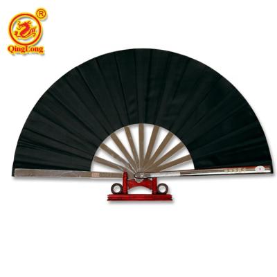 China Slip Proof Handle 13 Inch Heavy Cloth Hand Fan Taichi Kung Fu Fan Stainless Steel Hand Fan Customized Folding Sides Two Sides for sale