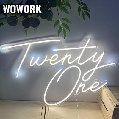 China 2022 WOWORK Anniversary Event Wedding Party Waterproof Outdoor Modern Cable New Fushun 21 Anniversary Neon Sign Light With 12v Plug for sale