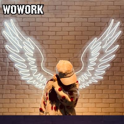 China Waterproof WOWORK INS Fashion Party Wedding Lead Customs RGBW 3D Butterfly Wings Neon Sign For Photo Props Booth for sale