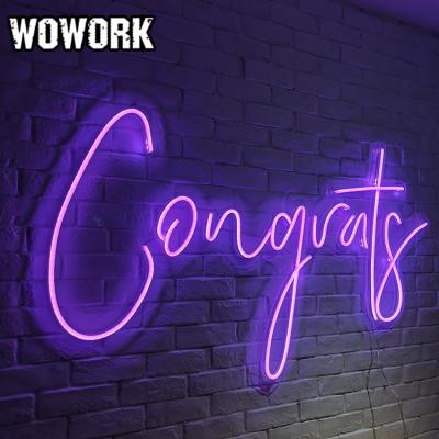 China Waterproof WOWORK logo 12V customs lead acrylic RGB neon script sign lights for wedding party decoration for sale