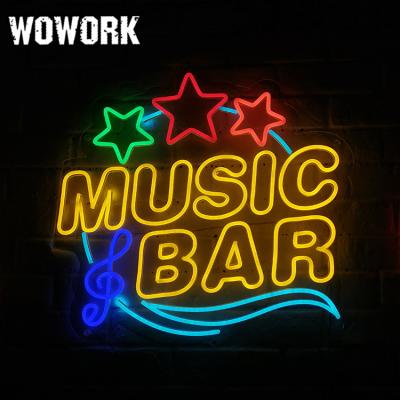 China 2022 Best WOWORK Fushun Style Romantic Wall Hanging DIY Colorful Waterproof Custom Selling Store Front Led Neon Bar For Store Logo for sale