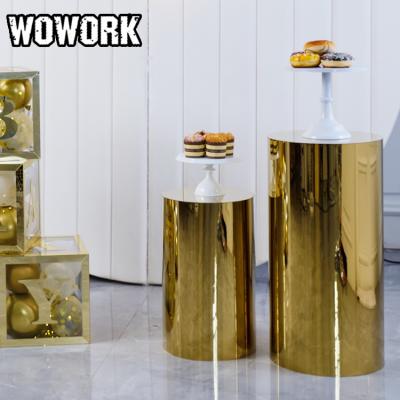 China 2022 WOWORK Fushun Waterproof Party And Round Acrylic Gold Wedding Pedestals Event Celebration Display Stand Set For Marriage Proposal for sale