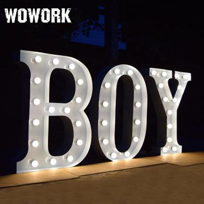 China Waterproof 2022 WOWORK Led Signs 220v Party Ideas Big Electronic Plug Powered Metal Light Up Letters For Decor Wedding Party for sale