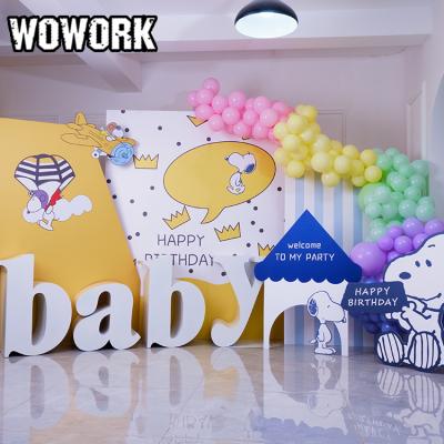 China 2021 WOWORK Fushun nc style modern party decoration event arch colorful acrylic backdrop for events party supplies for sale