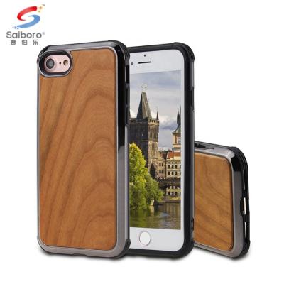 China Saiboro wooden tpu mobile phone protective bamboo protective case for apple for iphone 8 shockproof for sale