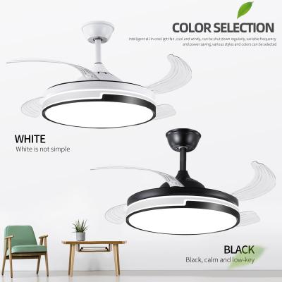 China Modern Invisible Porcelain Ceiling Fan Ceiling Fan Light With Retractable Blades 42 Inch Outdoor With Led Ceiling Fan Light for sale