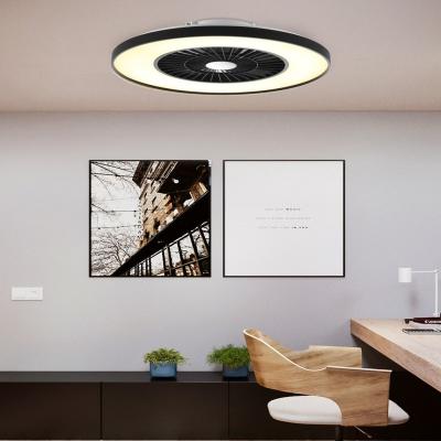 China Modern Bedroom Decorative Round Led Invisible Ceiling Fan Light Blades Ceiling Fan With Light For Bedroom for sale