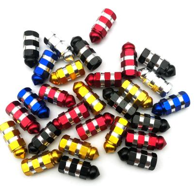 China Colorful TIRE VALVE COVER Metal Bullet Wrap Wheel Dust Cover Black Bullet Shell Tire Valve Stem Cap for sale