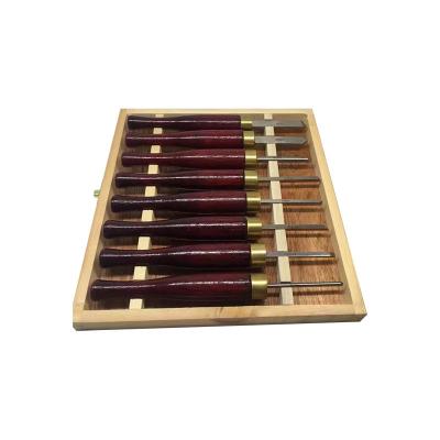 China Durability 8 Pieces HSS Blades Rosewood Handle Polish Surface Carving Chisel Set for sale