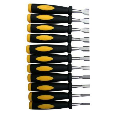 China Durability Custom Design Shock-absorbing Plastic Handle Sharp Blade Woodworking Chisel Set for sale