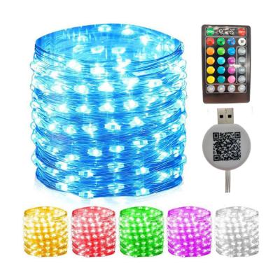 China Blue USB Remote Control 5028 Music Garden RGB Tooth Colorful Decorative Light Copper Wire LED Set Strip Light for sale