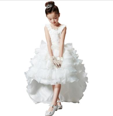 China ZH2599Q Breathable Tiered Ruffles O-Neck Sleeveless Bridesmaid Dress For Party Front Length Short Back Zipper Kids Pageant Communion Dresses for sale