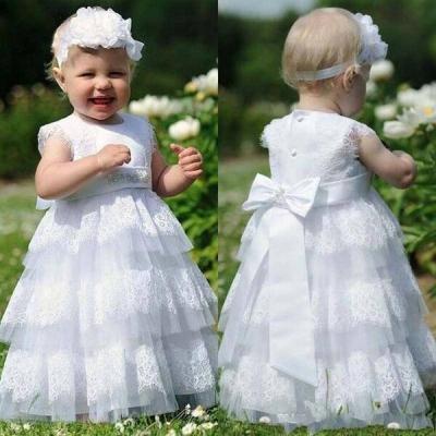 China ZH2487Q Breathable Jewel Button Sleeveless Covered Bow A Line 2019 Bridesmaid Dresses Lace Up Tiered Skirts Baby Birthday Communion Dress for sale