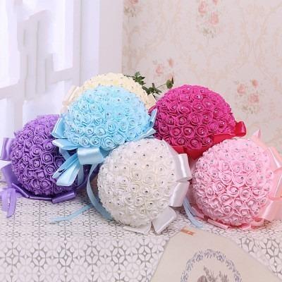 China High Quality Rose With Diamante For Wedding Birthday Party Decorations Beautiful Fingerless Bridal Bouquet ZH1049X for sale