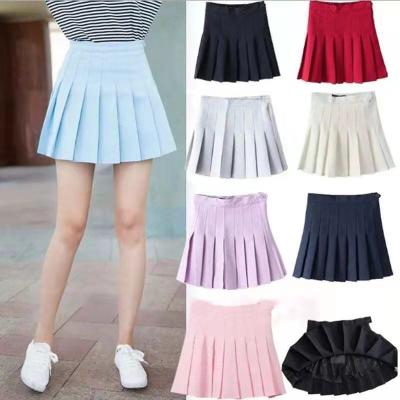 China Women's Plus Size Mini Skit School Girl Skater Tennis Sketch Sexy Pleated Waist High Flared Short Skirt Female Red White for sale