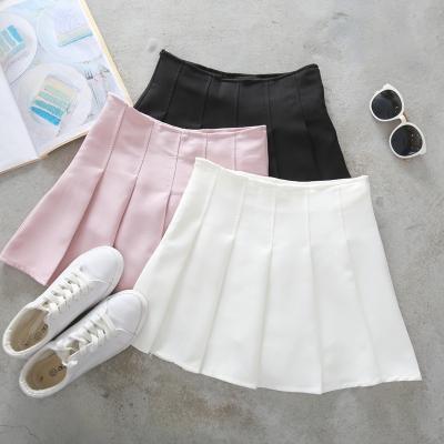 China ZH0643E New Style Pink Lady Casual Sexy School Pleated Skirt High Waist A Line Skirt for sale